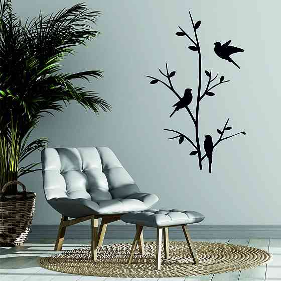 Декоративное настенное Панно «Птички», Декор на стену 110*68 см, Черный Киев