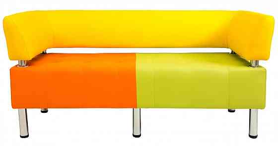 Диван Flay Office двойка со спинкой и подлокотниками 1550х650х750 Желто-зелено-оранжевый Киев