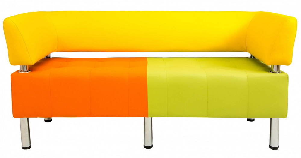 Диван Flay Office двойка со спинкой и подлокотниками 1550х650х750 Желто-зелено-оранжевый Киев - изображение 2