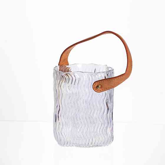 Ваза сумочка з ручкою 12×8.5×16 (см) декоративна скляна ваза для квітів 800 (мл) Прозорий HP-19-154-3 Коломия