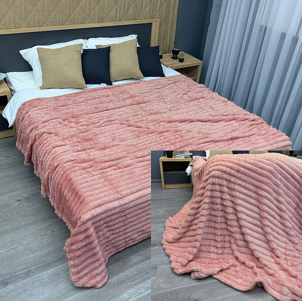 Плед-покривало смужка VIP Шарпей 200х230 см (+-10см) Рожевий (87-140) Київ - фото 1