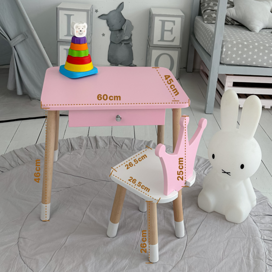 Дитячий стіл і стілець "Корона" рожевий з білим Київ