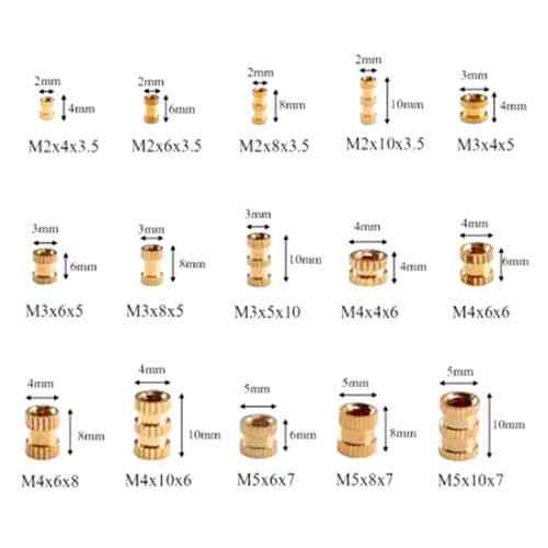 Набор закладных гаек с накаткой 420 шт, латунные гайки с внутренней резьбой комплект Киев