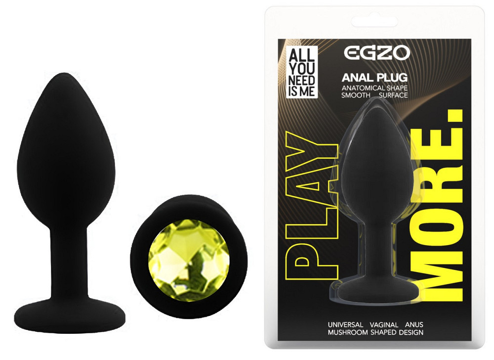 Силіконова анальна пробка EGZO - Silicone Black Round Plug Lime, size S Sex Aura Київ - фото 1