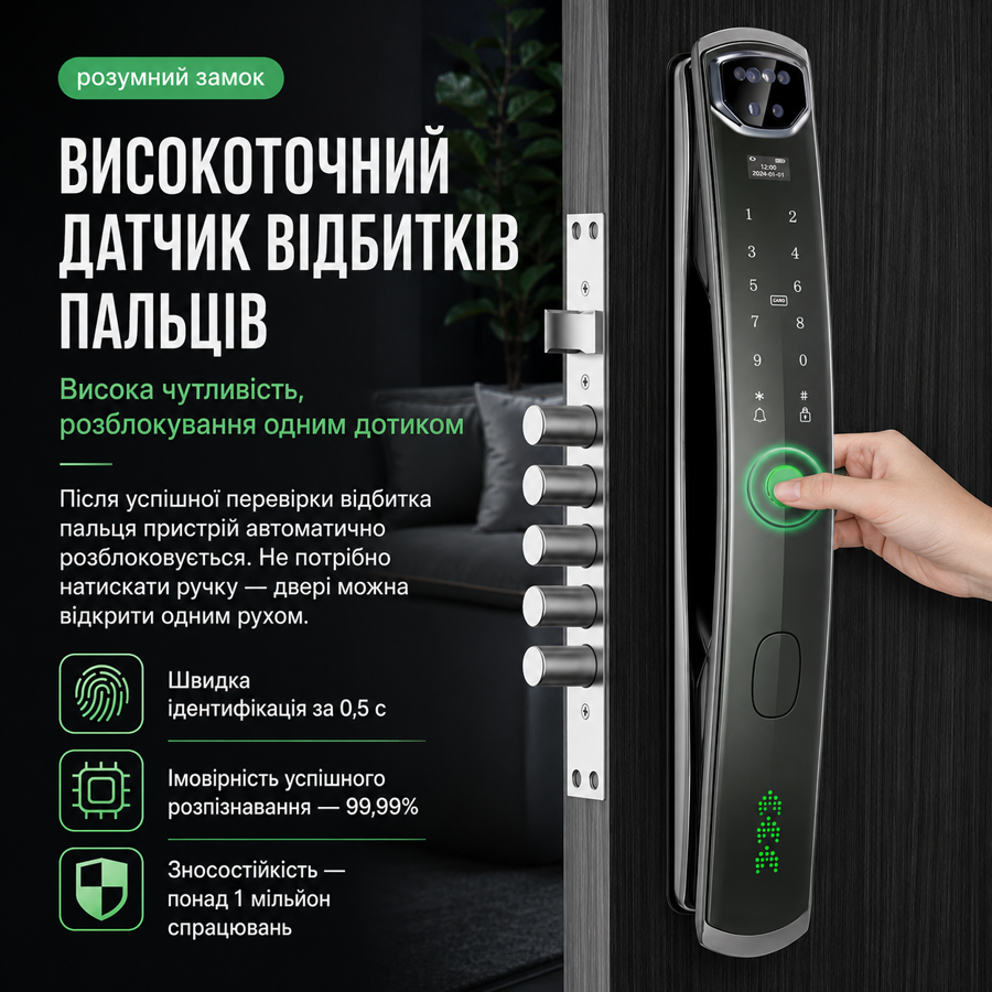Смарт-замок K919 с отпечатком пальца, паролем, M1-картой, OLED-дисплеем и поддержкой Tuya (955775334) Киев - изображение 12