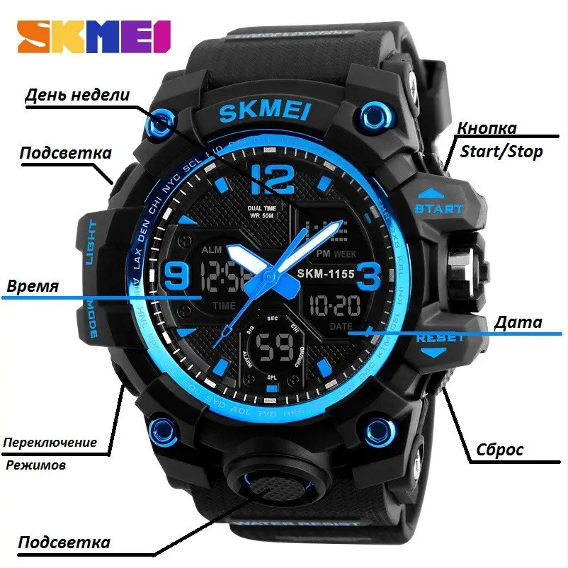 Мужские наручные часы Skmei Hamlet 1155 Синий Винница - изображение 9