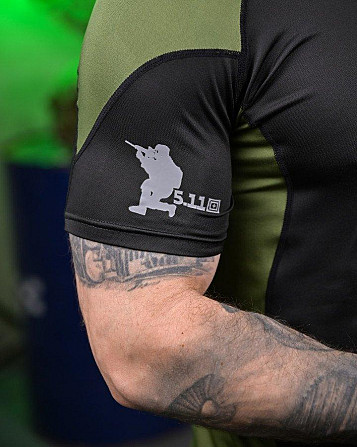Тактична футболка 5.11 black/oliva ПП7650 Київ - фото 5