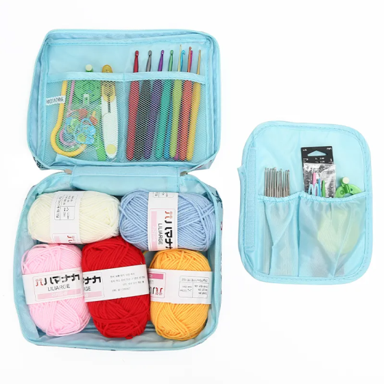Набор для вязания крючком в косметичке, голубого цвета Каменец-Подольский
