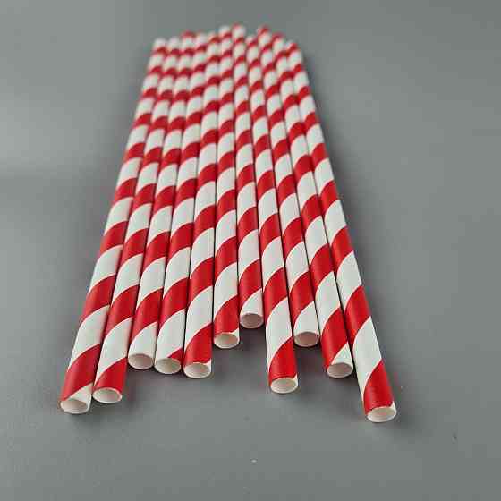Соломка трубочка паперова Ø 5 мм 20 см "Вита" біло-червона 25 шт. (1 пачка) Харків