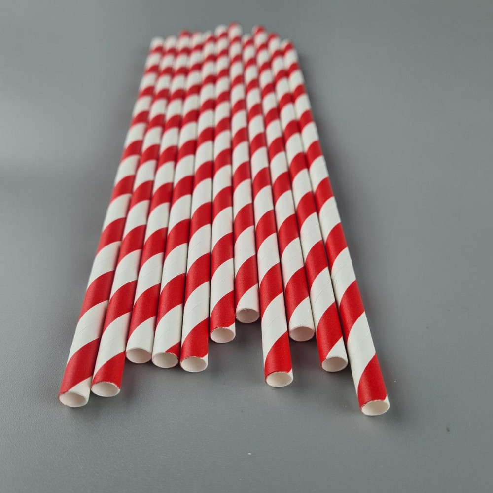 Соломка трубочка паперова Ø 5 мм 20 см "Вита" біло-червона 25 шт. (1 пачка) Харків - фото 1