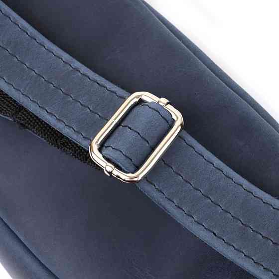 Чоловіча бананка відмінної якості з натуральної шкіри вінтажної Shvigel 23141 Синій Київ