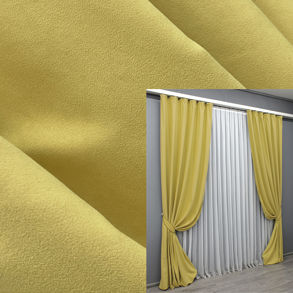 Комплект готовых штор VR-Textil Нубук однотонный № 1520ш Светло-золотистый 150х290 см 2 шт (33-0401) Киев - изображение 9