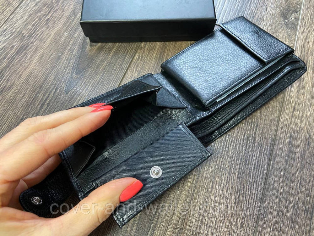 Мужской кожаный портмоне с визитницей на кнопке Marco Coverna M 111 Киев - изображение 4