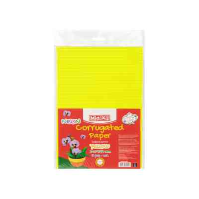 Цветной картон Maxi A4 Гофрокартон неоновый 21х29,7 см желтый (MX61901) Винница