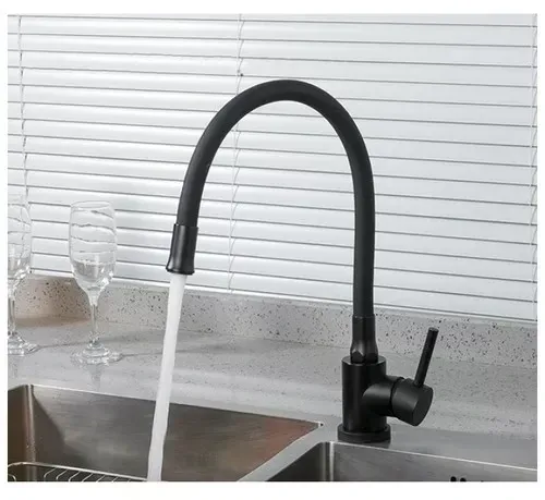 Смеситель для кухни с гибким изливом Wezer EKO4E-01-BLACK черный Киев