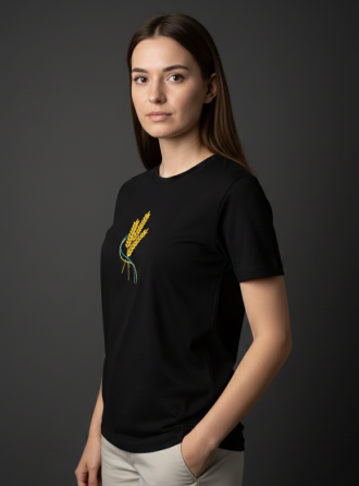 Жіноча Футболка вишита гладдю колоски Київ