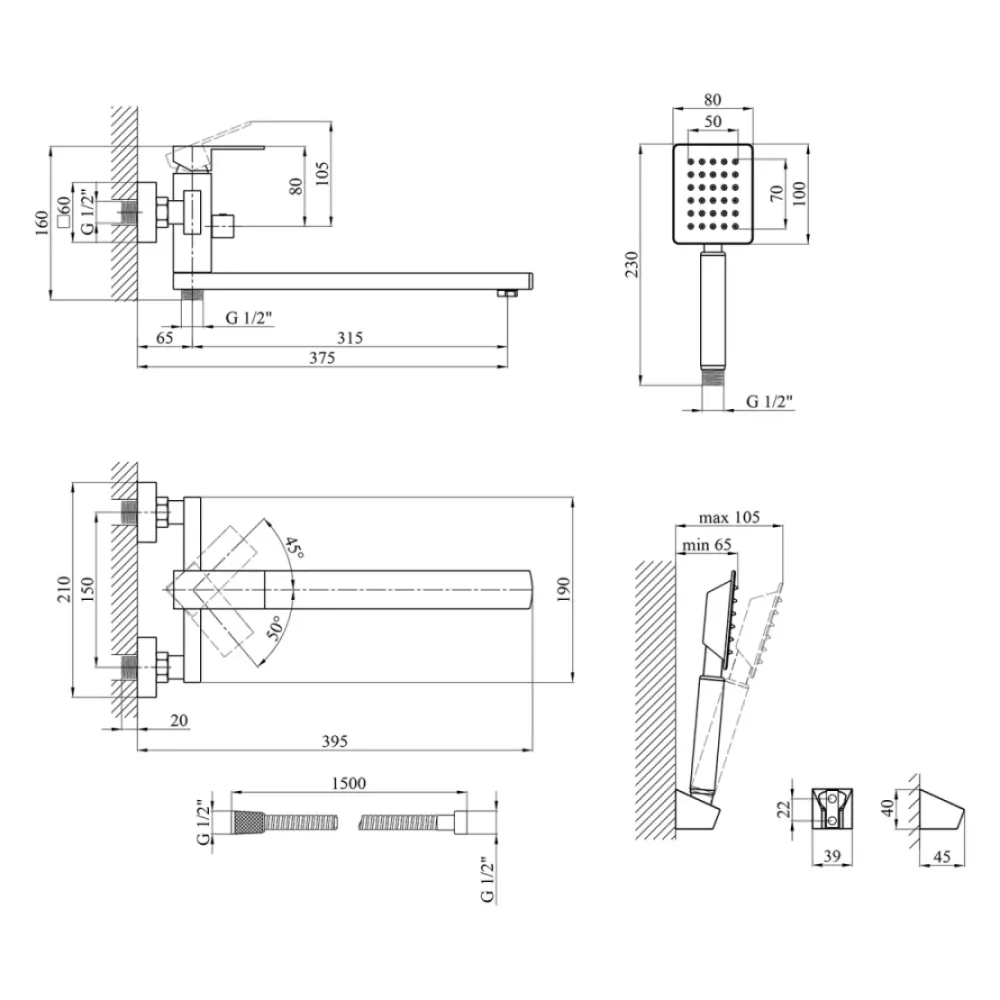 Смеситель для ванны с душевым гарнитуром WEZER PRO7A-02 сатин Киев - изображение 4