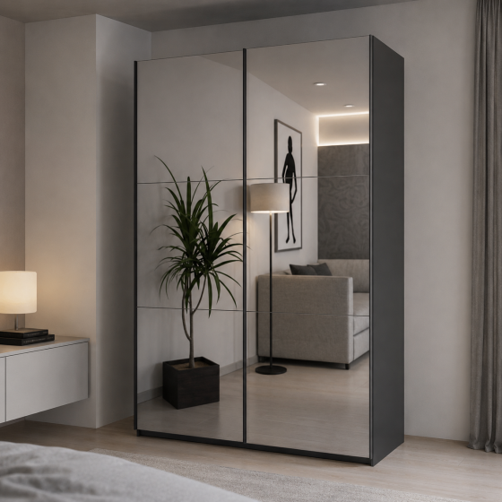 Шафа купе Doros G-Caiser Антрацит 2 Дзеркала / 3 частини 160х60х240 (42005409) (DRS-012242) Львів