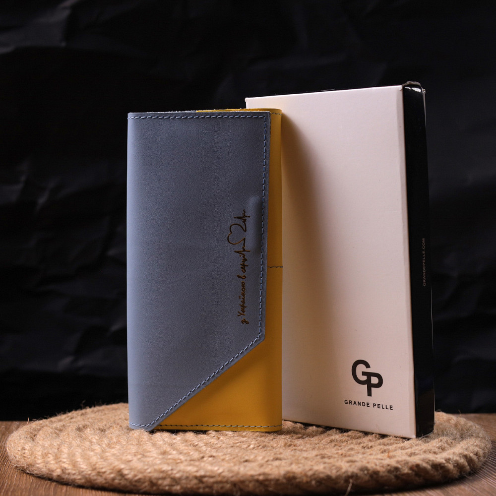 Вместительный женский кожаный кошелек комби двух цветов Сердце (GRANDE PELLE) Киев - изображение 4