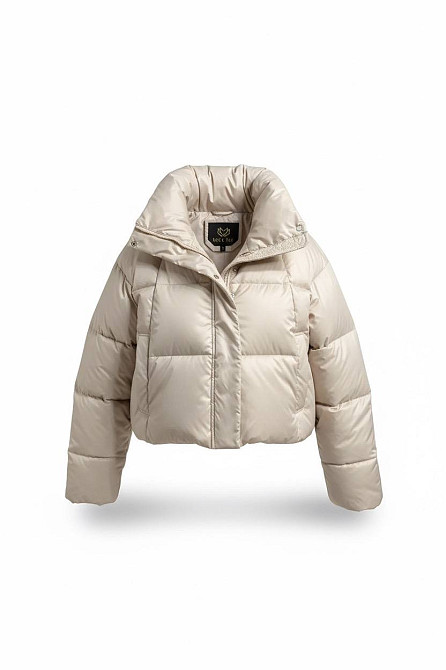 Куртка женская Lady Yep 30083 пуффер короткая глянцевая бежевая, бежевый, M Киев - изображение 15
