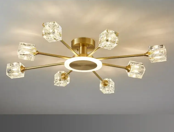 Светодиодная люстра Нептун 8810-B (Золотая) на 8+1 плафонов Винница