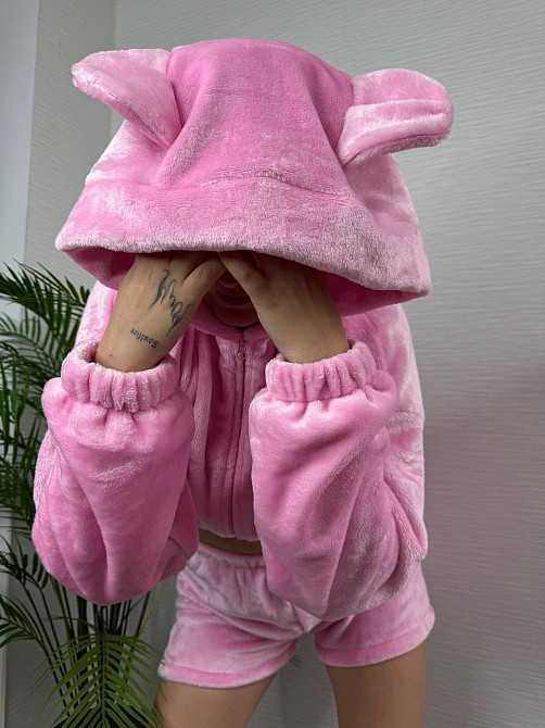 Жіноча тепла повсякденна махрова піжама щільна двостороння махра Барбі Одеса - фото 10