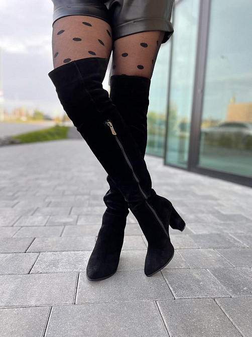 Nivelle Ботфорти зимові жіночі замшеві чорні на підборах, наповнювач євро-вовна 5493 р. 37-40 / Коломия - фото 7