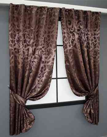Комплект коротких штор VR-Textil Жакард Вензель №092ш Коричневий 130х170 см 2 шт (35-0018) Київ