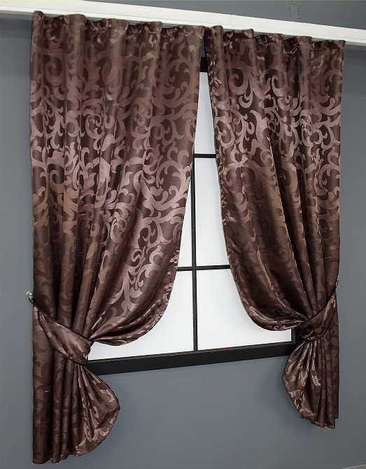 Комплект коротких штор VR-Textil Жакард Вензель №092ш Коричневий 130х170 см 2 шт (35-0018) Київ - фото 2