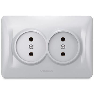 Розетка Videx BINERA 2ая серебр (VF-BNSK2-SS) Винница - изображение 1