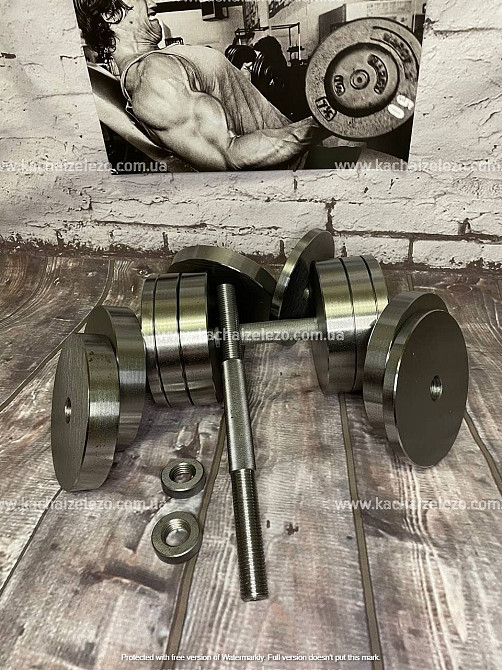 Набір 52 кг Штанга + W-подібний гриф + Гантелі набірні Гантелі, гирі, штанги та диски металеві диски Київ - фото 15