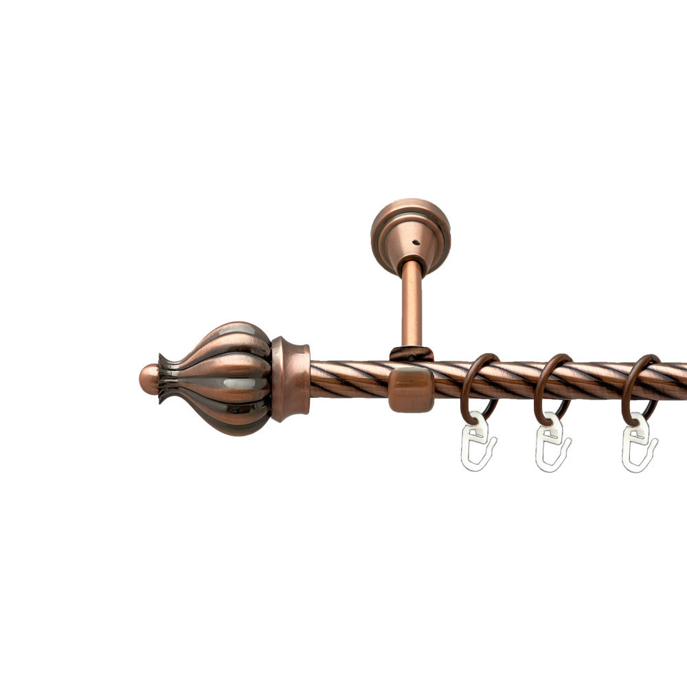 Карниз Orvit Таджа металевий однорядний відкритий скручена труба кільце металеве Мідь 16 мм 160 см (00-00025216) Львів - фото 1