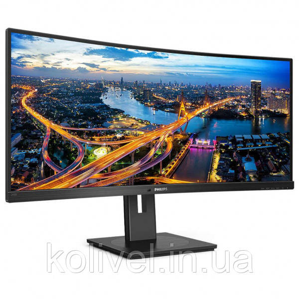 TFT 34" Philips 345B1C, VA, 3440x1440 WQHD, вигнутий, DP, HDMIx2, USB хаб, Pivot, колонки, чорний (345B1C/00) Київ - фото 2