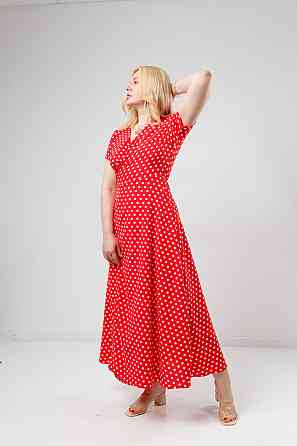 Літнє плаття в підлогу "Кайлі" оптом | Батал Червоний, 52 Київ