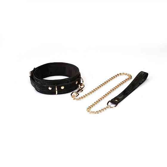Ошейник с поводком Liebe Seele Boudoir Amor Collar with Leash Black, три кольца Sex Aura Киев