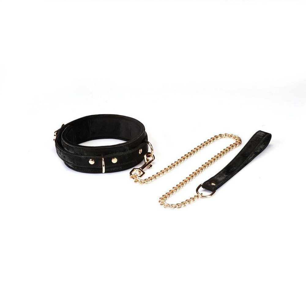Ошейник с поводком Liebe Seele Boudoir Amor Collar with Leash Black, три кольца Sex Aura Киев - изображение 1