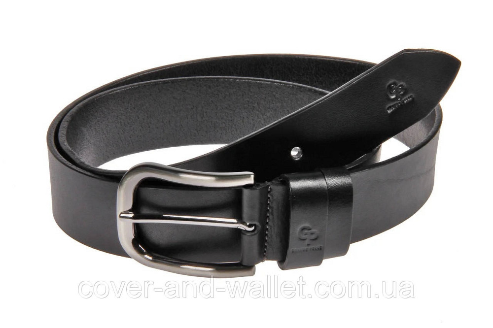 Стильний чоловічий ремінь із італійської шкіри чорного кольору під джинси Grande Pelle Casual Київ - фото 6