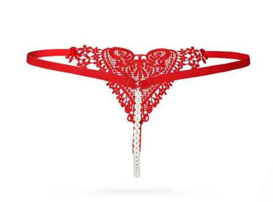 Труси з перлами та сердечком one size червоний Київ