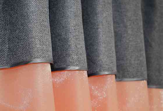 Кухонные шторы VR-Textil № 073к с ламбрекеном и подхватами персиковый с серым 270х170 см (52-0217) Киев