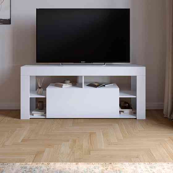 Тумба под телевизор с 4 полками М-ЗОН Джеко 140 Нимфея Альба (белый) (MZN-031034) Львов