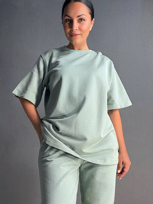 Костюм женский Pepper&mint 24-01-01 оверсайз футболка с брюками на резинке оливковый, оливковый, ML Киев - изображение 7