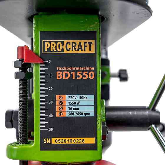 Свердлильний верстат Procraft BD-1550 — 375 Вт, 2650 об/хв, патрон 16 мм, гарантія 36 міс Львів