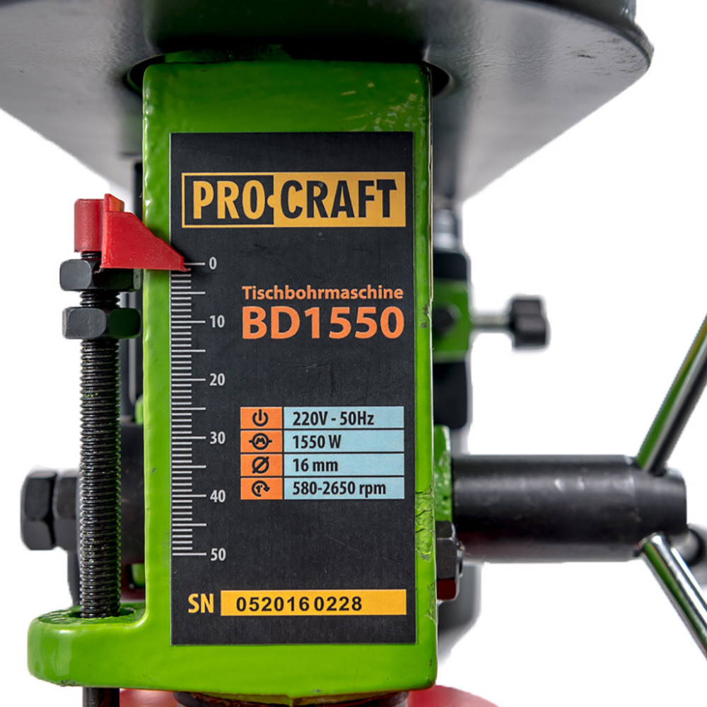 Свердлильний верстат Procraft BD-1550 — 375 Вт, 2650 об/хв, патрон 16 мм, гарантія 36 міс Львів - фото 5