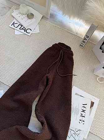 Жіночі прогулянкові теплі штани букле на флісі Коричневий Одеса
