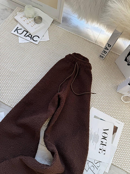 Жіночі прогулянкові теплі штани букле на флісі Коричневий Одеса - фото 2