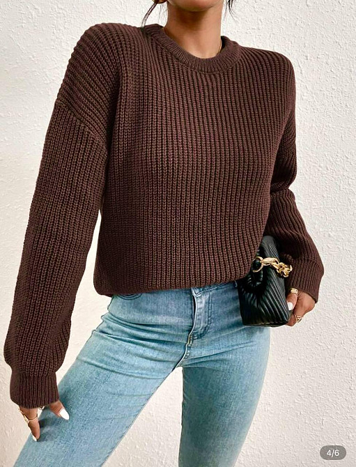 Женский теплый оверсайз свитер Акрил+шерсть Шоколад Одесса - изображение 2