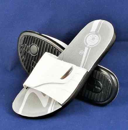 Мужские Шлёпанцы Тапочки Кожаные Белые Сланцы на Липучке (размеры: 45,46) Днепр