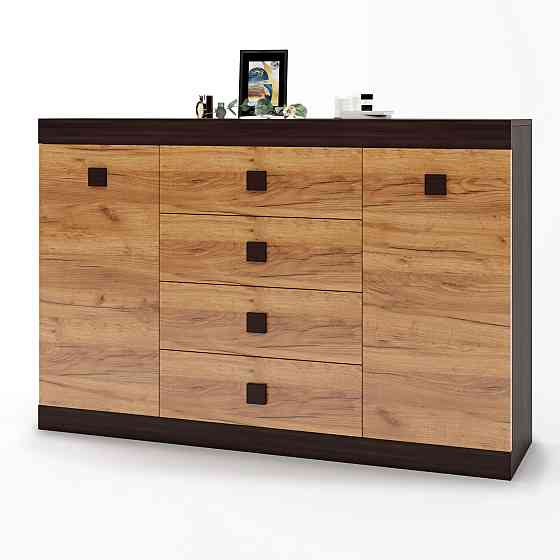 Большой комод Эверест на 4 ящика Соната-8 140х38х94 венге темный + дуб крафт золотой (DTM-2014) Днепр