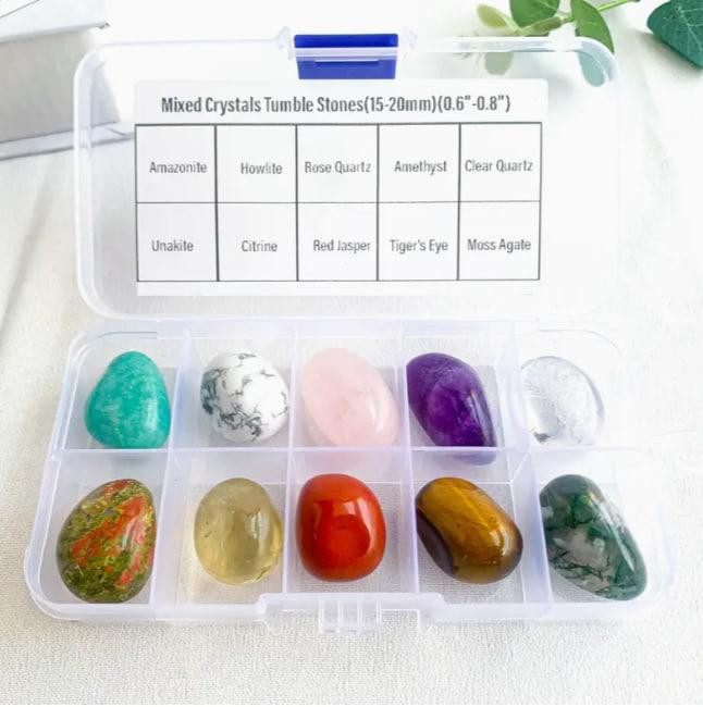 Набор из 10 шт. натуральных полированных кристаллов, энергетических минералов и камней чакры в короб Киев - изображение 1