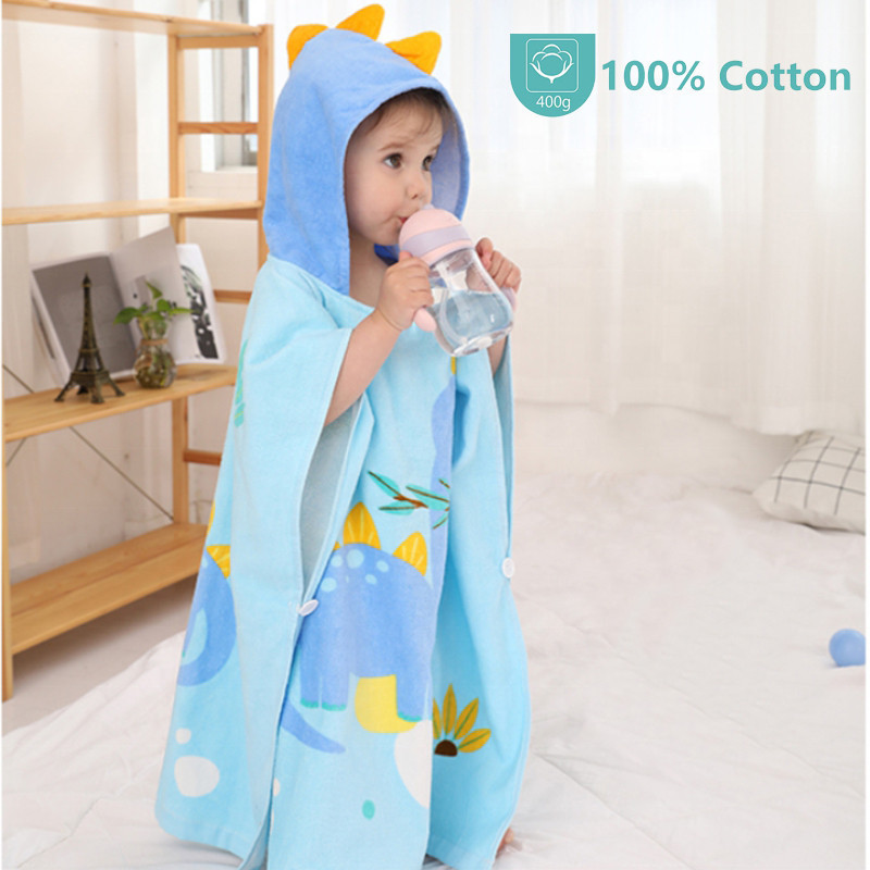 Детское Полотенце Пончо Lovely Svi  – Пляжное Полотенце с Капюшоном Дино М (1-6 лет) Голубой Махра Хлопок Киев - изображение 2